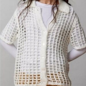 BDG Osaka Open-Knit Polo Sweater Top. Size Small